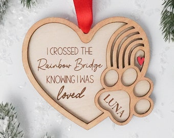 Personalised Pet Memorial Christmas Ornament Custom Rainbow Bridge Ornament Pet Remembrance Gift Dog Memorial Present Cat Loss Gift