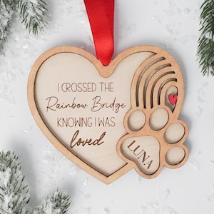 Personalised Pet Memorial Christmas Ornament Custom Rainbow Bridge Ornament Pet Remembrance Gift Dog Memorial Present Cat Loss Gift