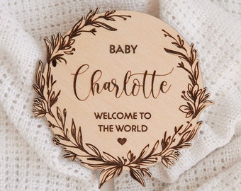 Personalised Hello World Birth Announcement Sign Welcome To The World Sign Baby Arrival Sign Baby Birth Announcement Plaque Hello World Sign