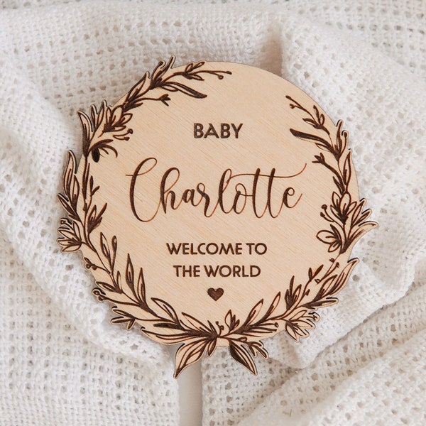 Personalised Hello World Birth Announcement Sign Welcome To The World Sign Baby Arrival Sign Baby Birth Announcement Plaque Hello World Sign