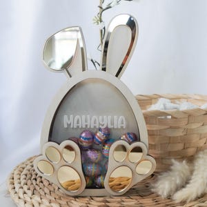 Personalised Easter Treat Gift Box Wooden Bunny Mini Easter Egg Holder Children Easter Custom Gift For Kid Easter Chocolate Egg Present