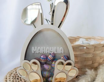 Gepersonaliseerde Paastraktatie Geschenkdoos Houten Konijn Mini Paaseihouder Kinderen Pasen Aangepast Cadeau Voor Kinderen Chocolade Paasei Aanwezig