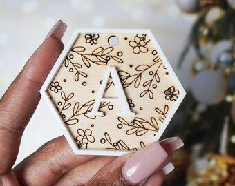 Personalised Wooden Christmas Gift Tag Custom Inital Tag For Presents Engraved Rustic Xmas Gift Label Reusable Holiday Gift Xmas Decoration