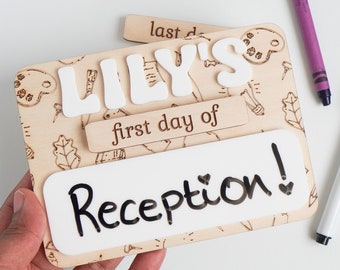 Personalised First Day Of School Sign Back To School Kids Photo Prop Last Day Of School Board First Day Of Nursery Sign Starting Reception