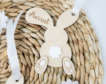 Personalised Easter Bunny Basket Gift Tag Name Tag Wooden Bunny Rabbit Label Children Kid Name Tags Favour Gift Tags For Easter Tags