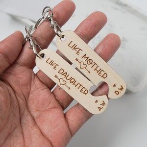 Like Mother Like Daughter Wooden Keyring Custom Keychain Gift Mothers Day Gift For Mother Daughter Keychain Unique Daughter Gift Mothers Day Capital Font