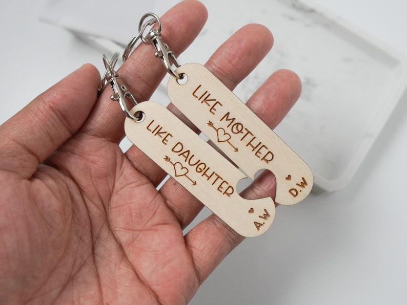 Like Mother Like Daughter Wooden Keyring Custom Keychain Gift Mothers Day Gift For Mother Daughter Keychain Unique Daughter Gift Mothers Day Capital Font