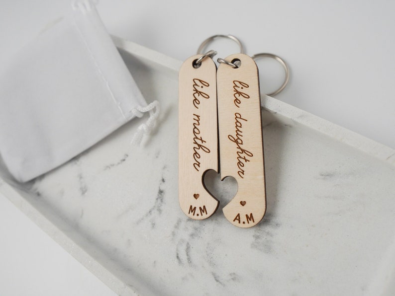 Like Mother Like Daughter Wooden Keyring Custom Keychain Gift Mothers Day Gift For Mother Daughter Keychain Unique Daughter Gift Mothers Day image 1