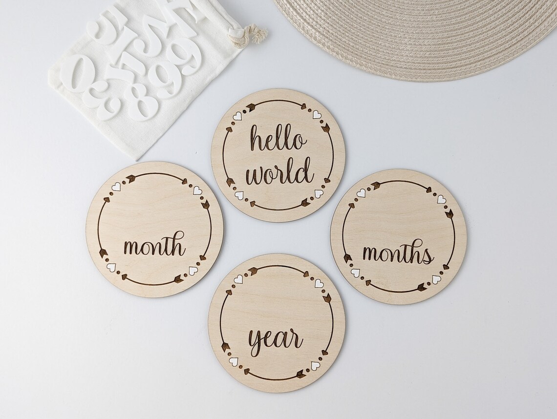 Baby Milestone Wooden Set Monthly Milestone Signs Baby Shower Gift New ...