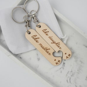 Like Mother Like Daughter Wooden Keyring Custom Keychain Gift Mothers Day Gift For Mother Daughter Keychain Unique Daughter Gift Mothers Day image 4