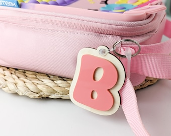 Personalised Backpack Keyring Kids School Bag Tag Luggage Name Tag Initial Keychain Children Back To School Custom Nappy Bag Keyring