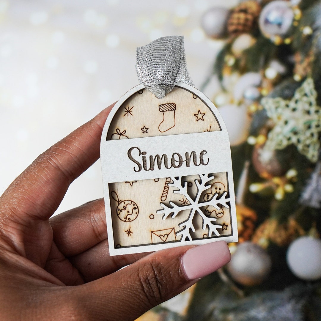 Etiqueta de regalo de Navidad personalizada de madera, etiquetas