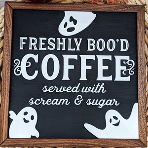 Halloween Décor Indoor Bar Sign Coffee Shop Décor Funny Wooden Halloween Sign Café Owner Gift For Restaurant Freshly Bood Coffee Sign image 10