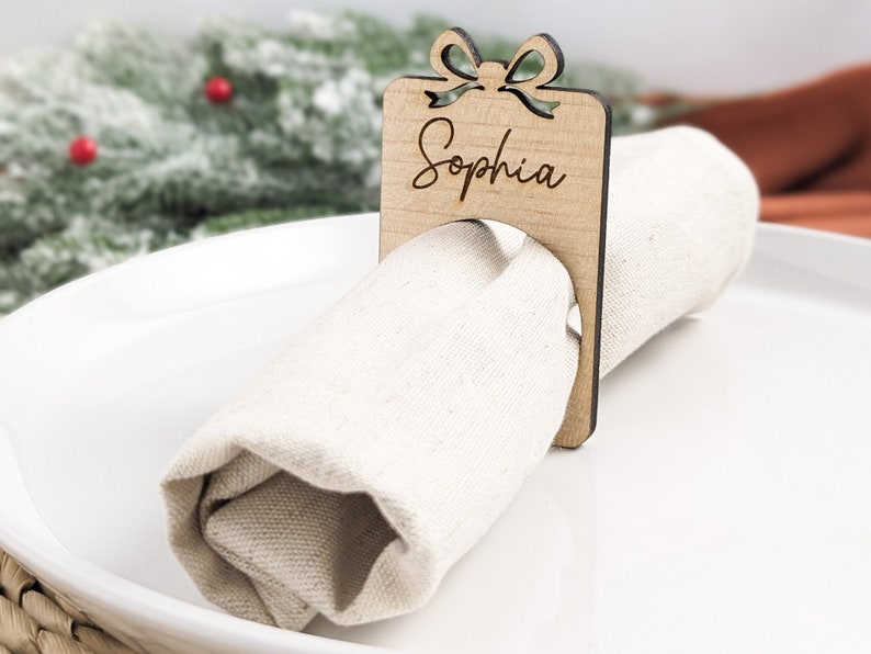 Personalised Wooden Napkin Rings Christmas Napkin Rings Holder Serviette Holder Xmas Dinner Table Place Holder Dinner Table Party Decor Birch