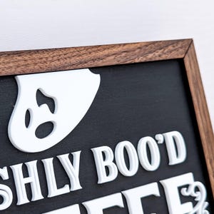 Halloween Décor Indoor Bar Sign Coffee Shop Décor Funny Wooden Halloween Sign Café Owner Gift For Restaurant Freshly Bood Coffee Sign image 8