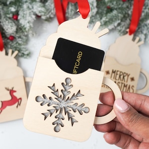 Porta carte regalo di ringraziamento Porta carte regalo di apprezzamento per insegnanti Porta carte regalo per tazze da caffè di Natale Porta soldi regalo di Natale in legno