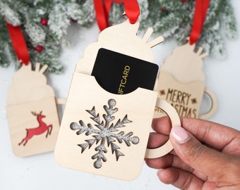 Thank You Gift Card Holder Teacher Appreciation Gift Card Holder Christmas Coffee Mug Gift Card Holder Wooden Christmas Gift Money Holder