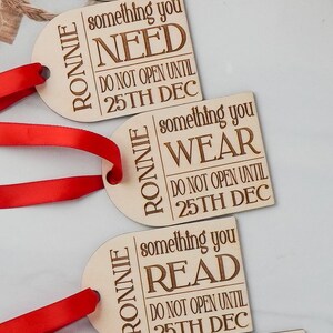 Personalised Something You Want Need Wear Read Do Share Eat Drink 5 Gift Rule Custom Wooden Gift Tag Label Gift Wrap