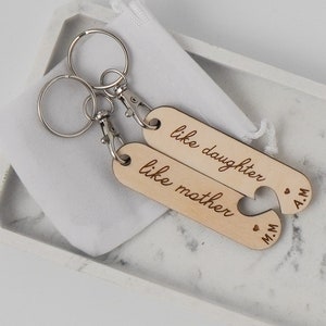 Like Mother Like Daughter Wooden Keyring Custom Keychain Gift Mothers Day Gift For Mother Daughter Keychain Unique Daughter Gift Mothers Day image 5