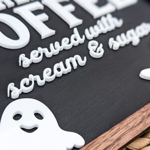Halloween Décor Indoor Bar Sign Coffee Shop Décor Funny Wooden Halloween Sign Café Owner Gift For Restaurant Freshly Bood Coffee Sign image 6