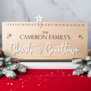 Personalised Christmas Countdown Advent Calendar Custom Christmas Decoration Kids Xmas Décor Family Christmas Countdown Wooden Plaque Sign