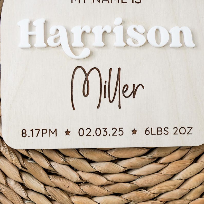 Personalised Baby Announcement Sign Hello My Name is Birth Stat Sign ...