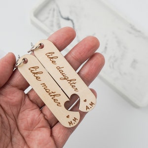 Like Mother Like Daughter Wooden Keyring Custom Keychain Gift Mothers Day Gift For Mother Daughter Keychain Unique Daughter Gift Mothers Day Italic Font