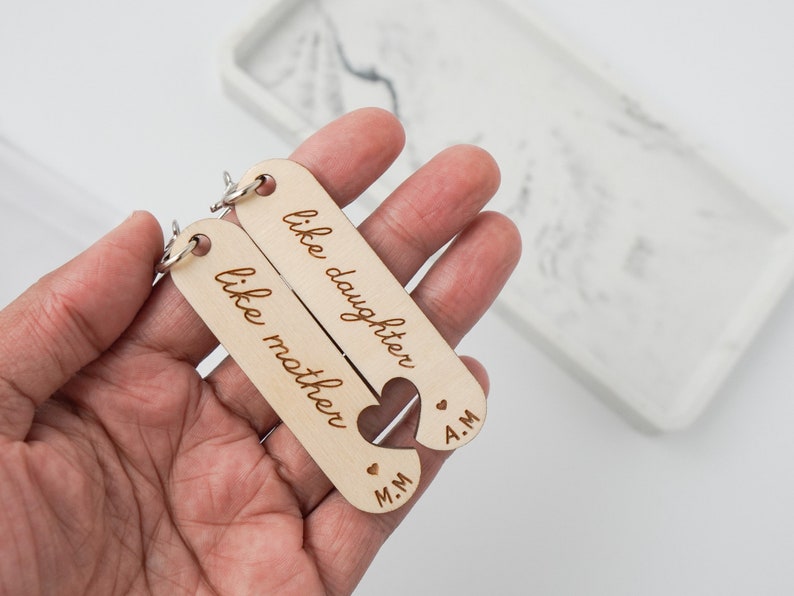 Like Mother Like Daughter Wooden Keyring Custom Keychain Gift Mothers Day Gift For Mother Daughter Keychain Unique Daughter Gift Mothers Day Italic Font