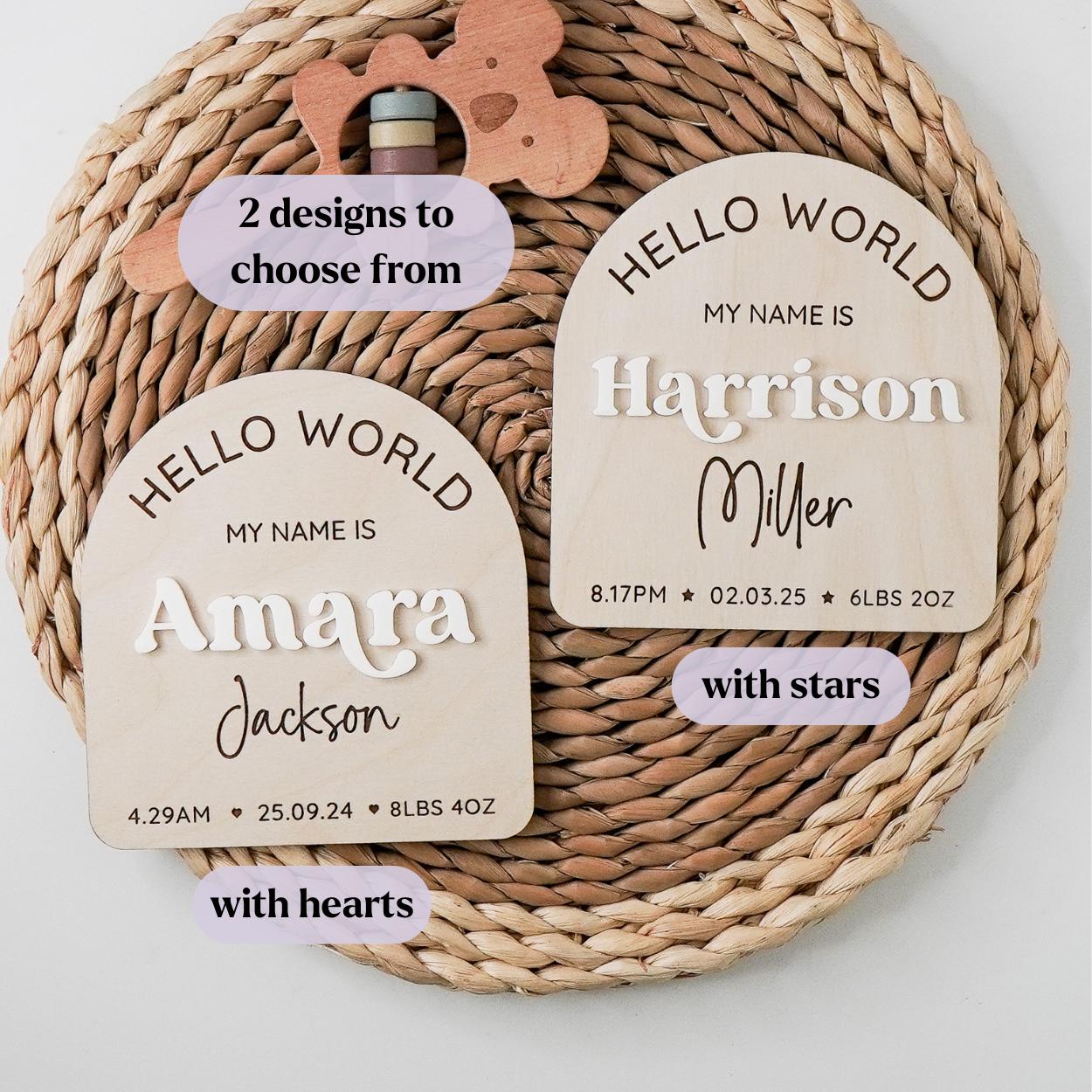 Personalised Baby Announcement Sign Hello My Name is Birth Stat Sign ...
