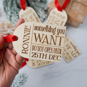Personalised Something You Want Need Wear Read Do Share Eat Drink 5 Gift Rule Custom Wooden Gift Tag Set Xmas Present Tag Label Gift Wrap image 1