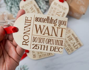 Personalised Something You Want Need Wear Read Do Share Eat Drink 5 Gift Rule Custom Wooden Gift Tag Set Xmas Present Tag Label Gift Wrap