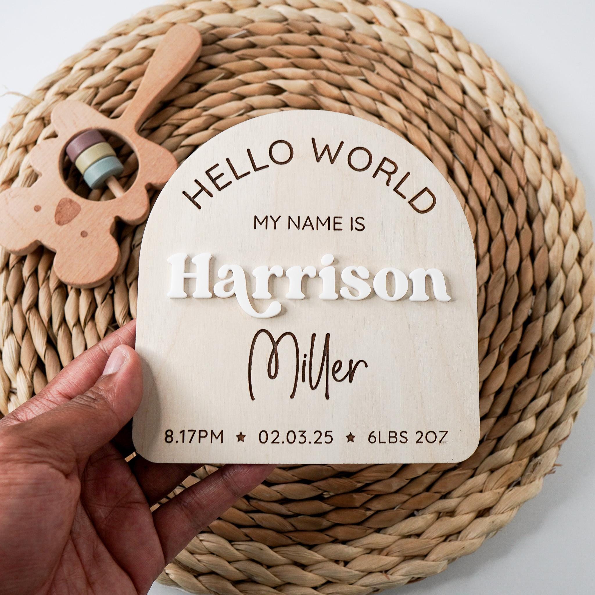 Personalised Baby Announcement Sign Hello My Name is Birth Stat Sign ...