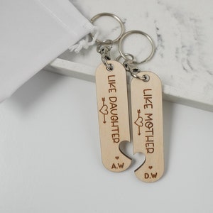 Like Mother Like Daughter Wooden Keyring Custom Keychain Gift Mothers Day Gift For Mother Daughter Keychain Unique Daughter Gift Mothers Day image 8