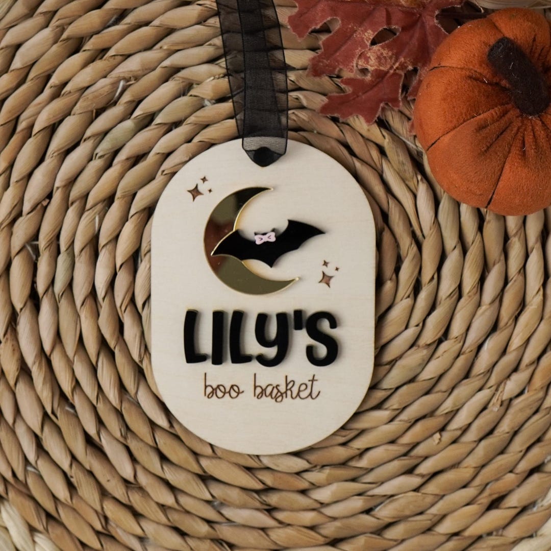 Personalised Halloween Boo Basket Gift Tag Trick or Treat Name Tag ...