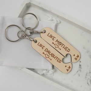 Like Mother Like Daughter Wooden Keyring Custom Keychain Gift Mothers Day Gift For Mother Daughter Keychain Unique Daughter Gift Mothers Day image 6