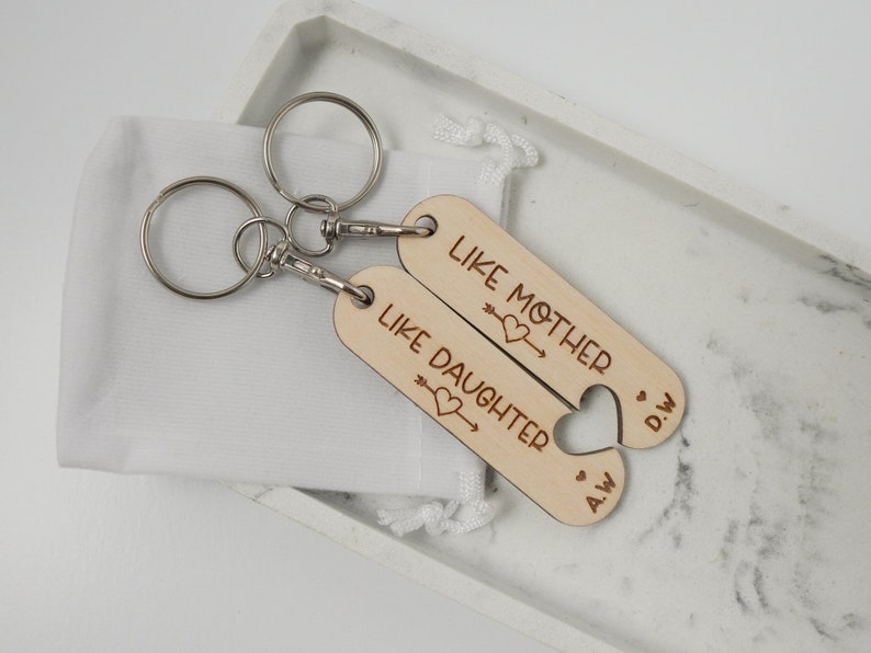 Like Mother Like Daughter Wooden Keyring Custom Keychain Gift Mothers Day Gift For Mother Daughter Keychain Unique Daughter Gift Mothers Day image 6