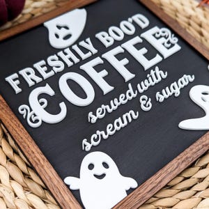 Halloween Décor Indoor Bar Sign Coffee Shop Décor Funny Wooden Halloween Sign Café Owner Gift For Restaurant Freshly Bood Coffee Sign image 9