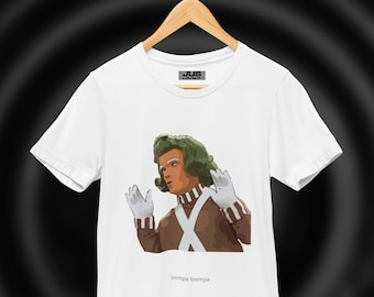 Oompa Loompa - Short Sleeved Unisex T-Shirt uniquely designed graphic from the Iconic Movie Charlie and the chocolate factory.