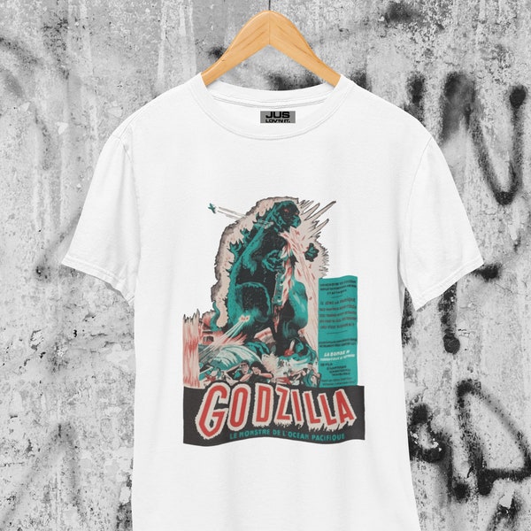 Godzilla Vintage French Unisex T-Shirt Japanese Movie monster Gojira Kaiju iconic movie character graphic tee, Godzilla comic book fan gift