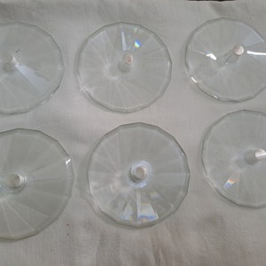 Vintage lot of 6 never used Czech bobeche clear round glass 4" in diameter