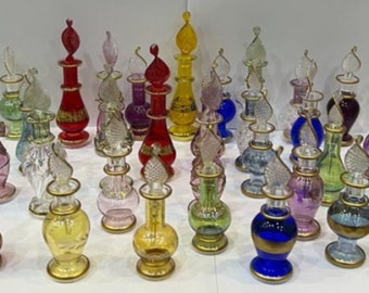 Handblown Egyptian Perfume Bottles with 14K Gold Trim - Wholesale Lot