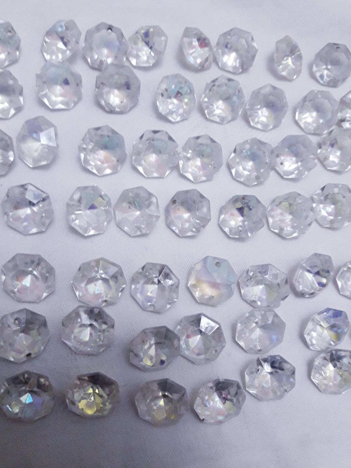 Pinhole Crystal Vintage 500pieces Czech Crystal Octagon 18mm 2 Pinhole for Candelier ...