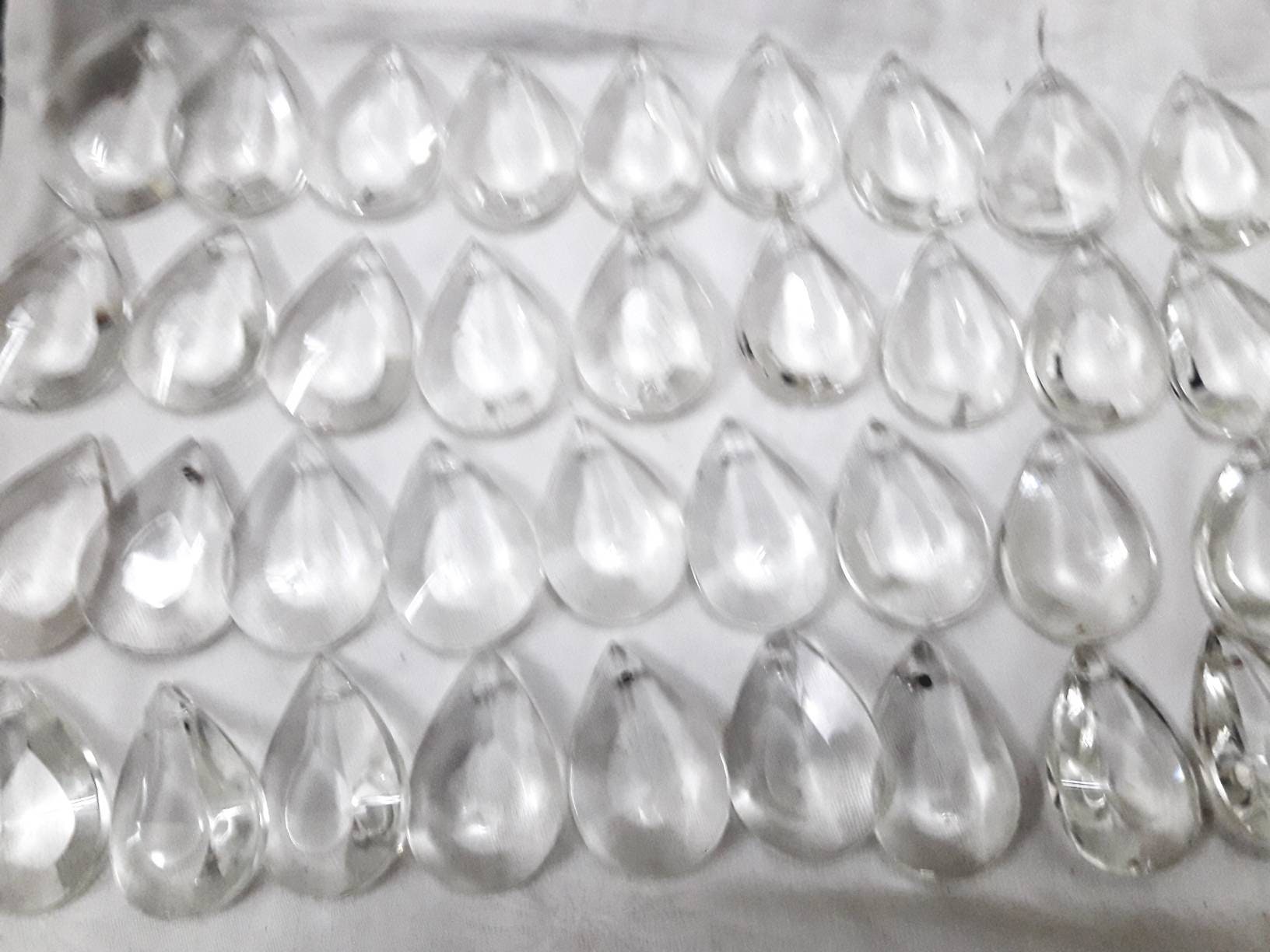 Vintage lot of 85 pieces chandelier drop glass 2" long