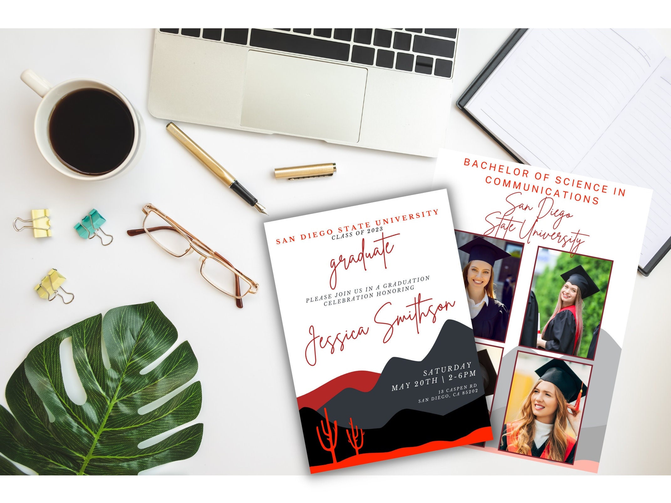 SDSU Graduation Party Invitation Edit and Personalize in Canva Etsy