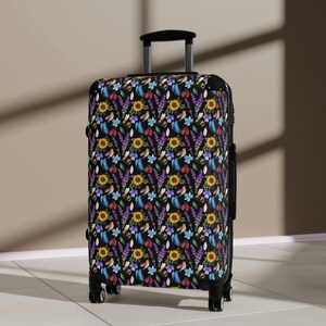 Floral Suitcase,Lightweight,Expandable,Durable Polycarbonate Luggage with Spinner Wheels and Organizational Features,Best Gift for Travelers