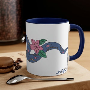 Cute Snake Mug!Coffe/Tea Mug With Color Inside,Trendy White Cup,Snake Lovers Design,Dishwasher Safe,Gift Ideas For Girl-Her-Him-Kids-Friends
