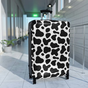 Cow Black/White Suitcase,Lightweight,Expandable,Durable Polycarbonate Luggage w Spinner Wheels&Organizational Feature Set,Gift for Travelers
