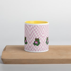 Hippie Frog Coffee/Tea Mug W Color Inside,Unique Animal Aesthetic Handmade Mug,Dishwasher Safe-Best Gift For Kids,Her,Mom,Birthday Gift Idea
