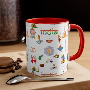 INDIA Tasse! 11 Unzen Kaffee / Teetasse Farbe innen, einzigartige indische Kultur handgemachte Tassen, spülmaschinenfest, das beste Geschenk für Inder, sie, ihn, Geburtstagsgeschenk