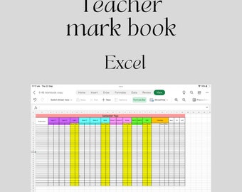 Editable Excel Teacher Mark book, Primary and Secondary, School Teacher, digital gradebook, K-12, Homeschool